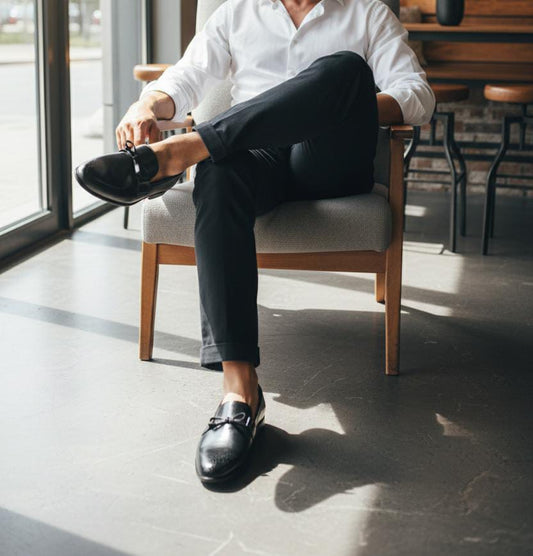 Black Leather Loafer | Leather Shoes | Penny Loafer Leather sole in Shiny Black Color