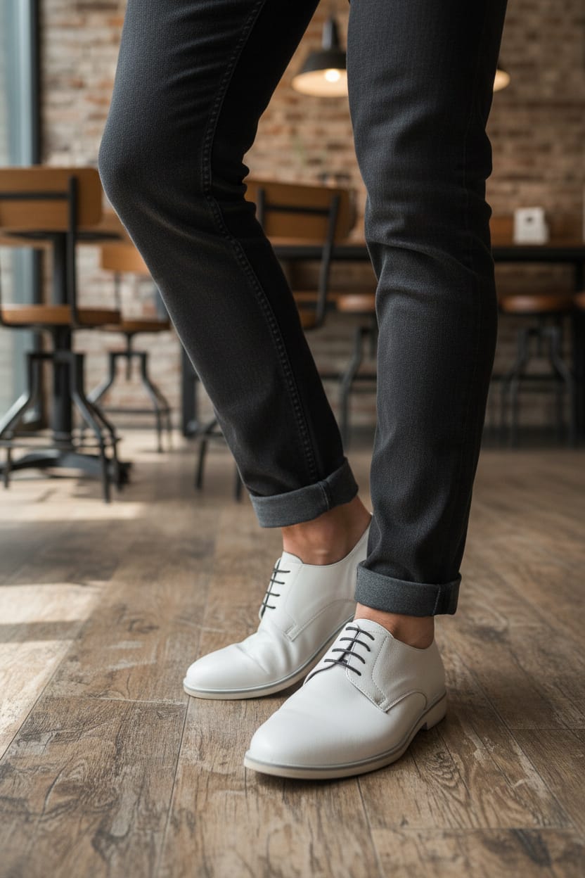 Cap Toe Oxford | Leather Sole | Leather Oxford with White Color