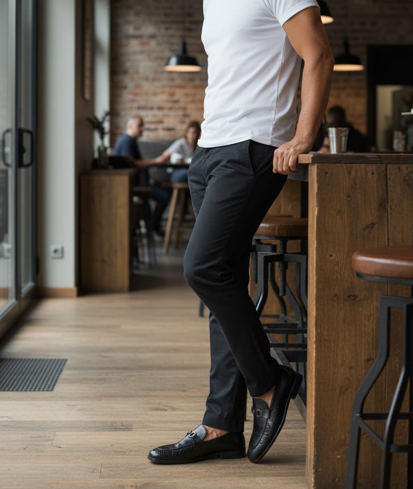 Penny Loafer | Leather Sole | Loafer Black Color | Elegant Design with Double Design