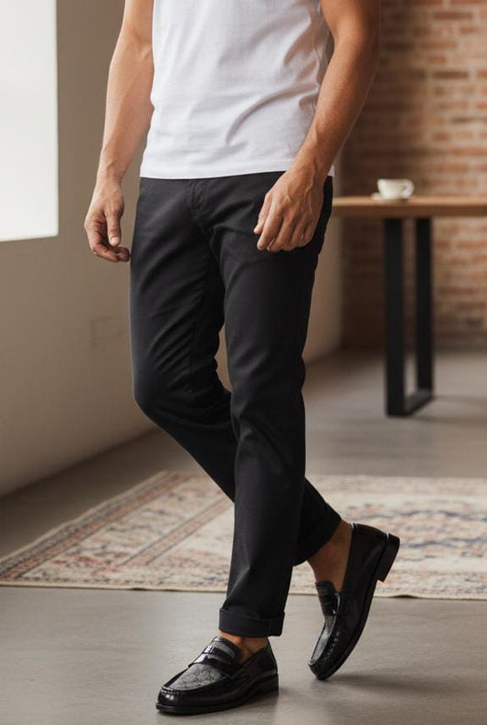 Men Supreme Leather Loafer Shoes Black and Grey with Leather Sole – Premium Designed Loafers Pakistan