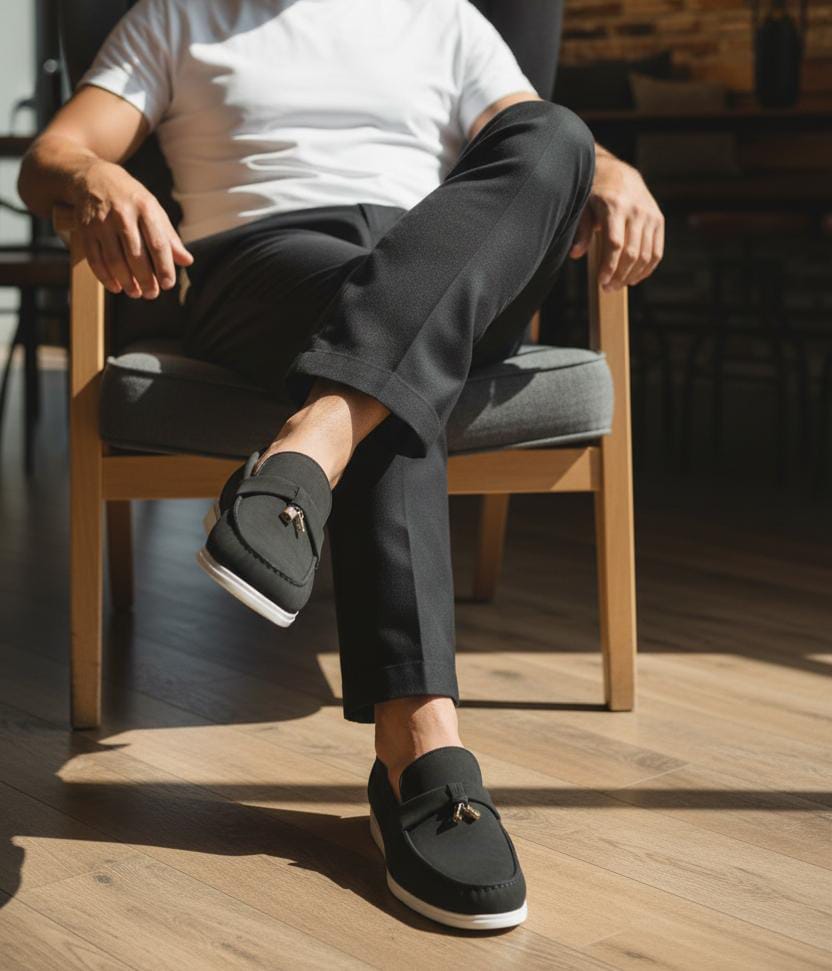 Penny Loafer | Leather Sole | Loafer Black Color with white sole