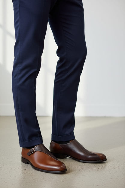 Single Monk Strap | Leather sole | Styled with Double Layer in Brown Color