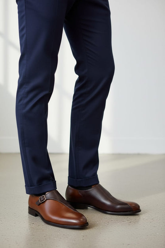Single Monk Strap | Leather sole | Styled with Double Layer in Brown Color