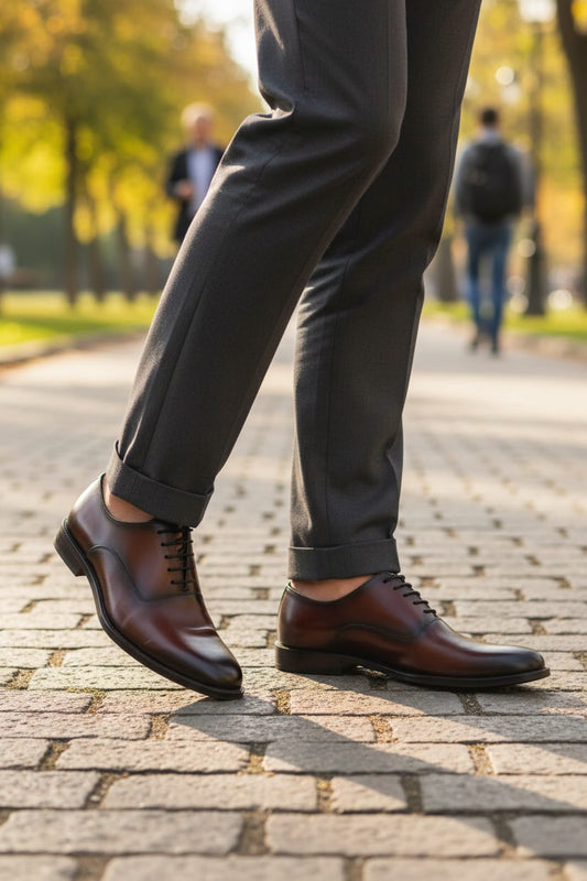 Plain Toe Derby | Leather Sole | Plain Toe Derby Brown Color