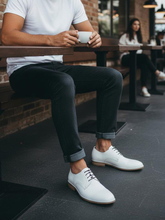 Cap Toe Oxford | Leather Sole | Leather Oxford with White Color