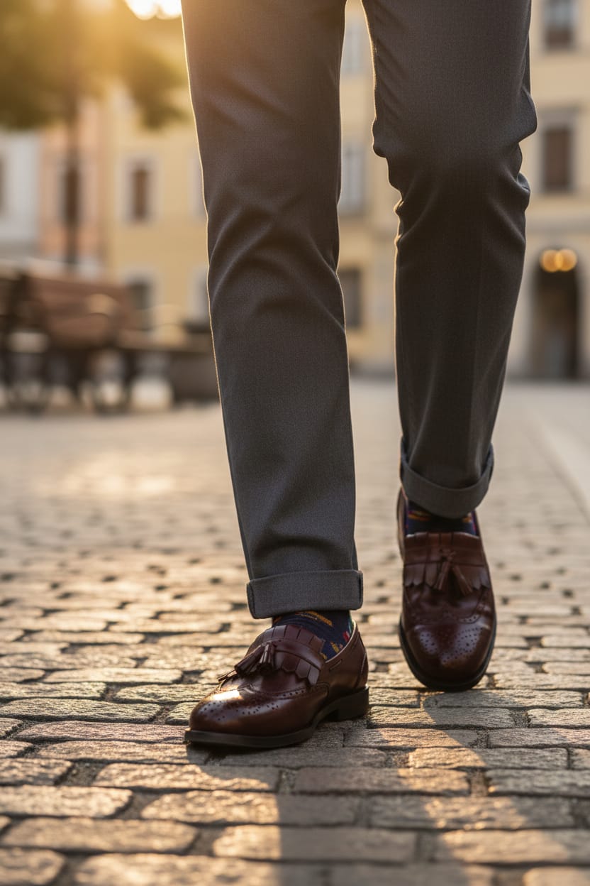Brown Leather Loafer | Leather Shoes | Penny Loafer Leather sole in Brown Color with Brogue  Detailing