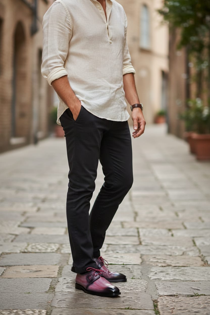 Formal Derby Leather Shoes with Gradient Pink to Black | Plain Toe Derby | Leather Sole