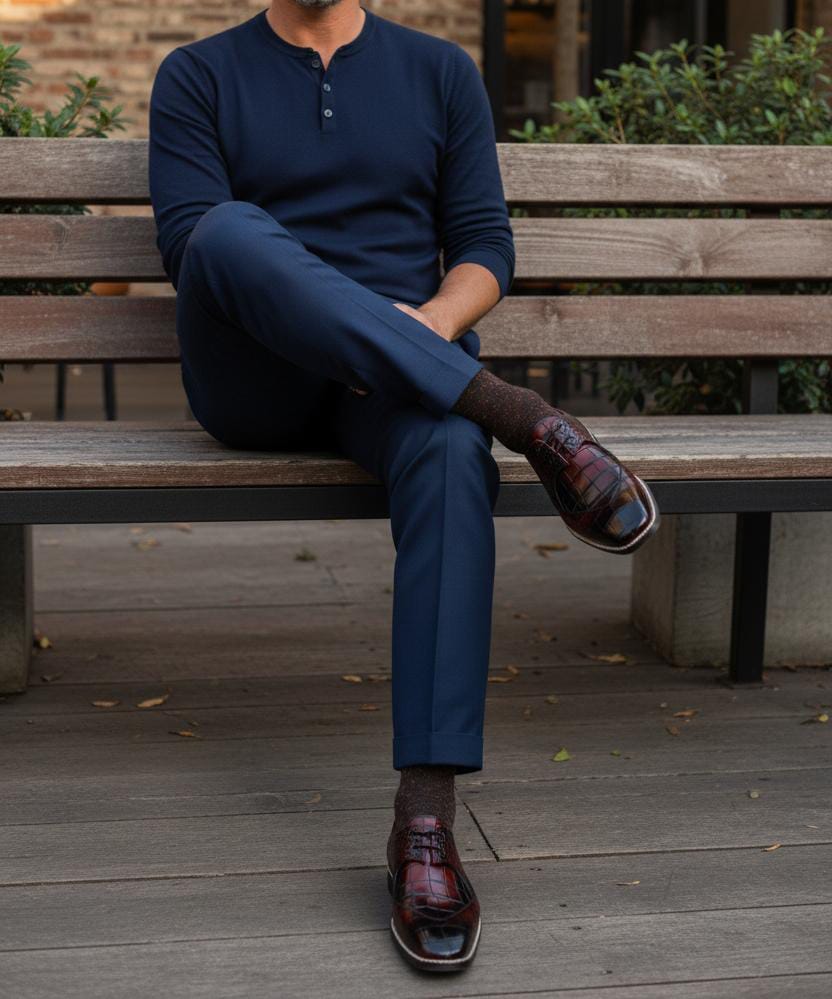 Plain Toe Derby Leather Shoes for Men by Boots Gallery – Brown Crocodile Textured Derby with Leather Sole Pakistan