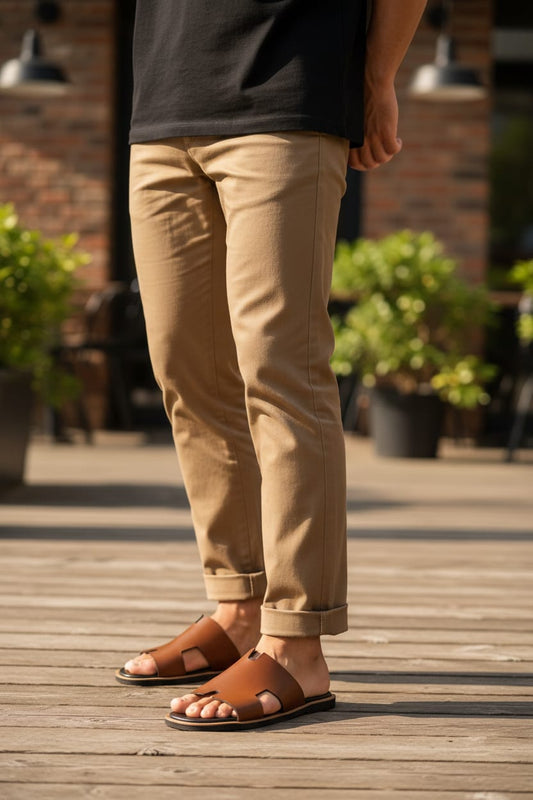 Leather Slip-On Chappals (H Cut Style) | Leather Chappal