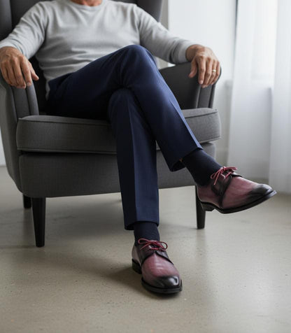 Formal Derby Leather Shoes with Gradient Pink to Black | Plain Toe Derby | Leather Sole