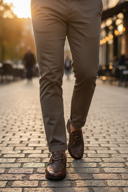 Brown Textured Penny Loafer for Men by Boots Gallery – Leather Sole Loafers Pakistan