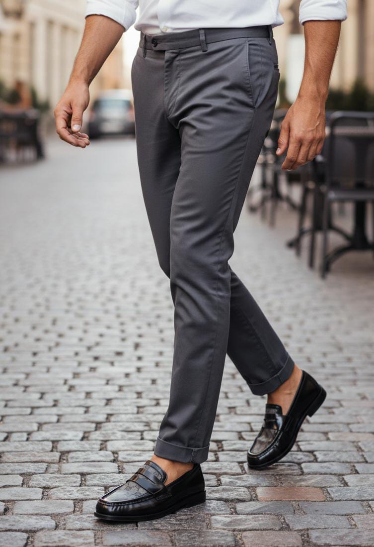 Men Supreme Leather Loafer Shoes Black and Grey with Leather Sole – Premium Designed Loafers Pakistan