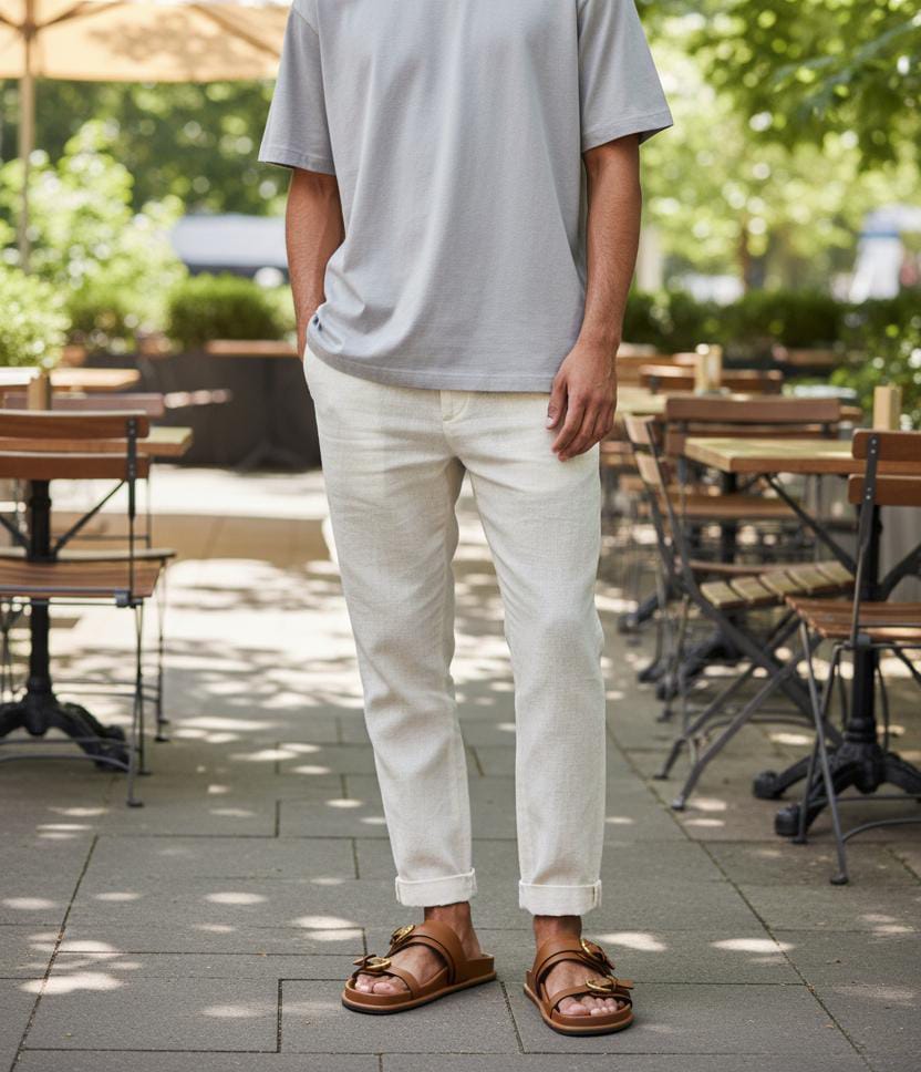 Brown Leather Buckle Strap Sandals | Leather Shoes in Brown Color