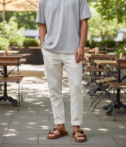 Brown Leather Buckle Strap Sandals | Leather Shoes in Brown Color