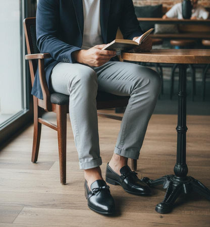 Black Leather Loafer | Leather Shoes | Penny Loafer Leather sole in Shiny Black Color