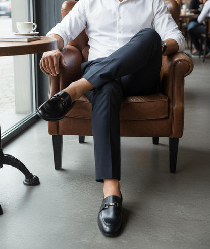 Penny Loafer | Leather Sole | Loafer Black Color | Elegant Design with Double Design