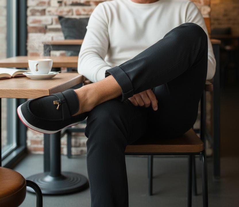 Penny Loafer | Leather Sole | Loafer Black Color with white sole