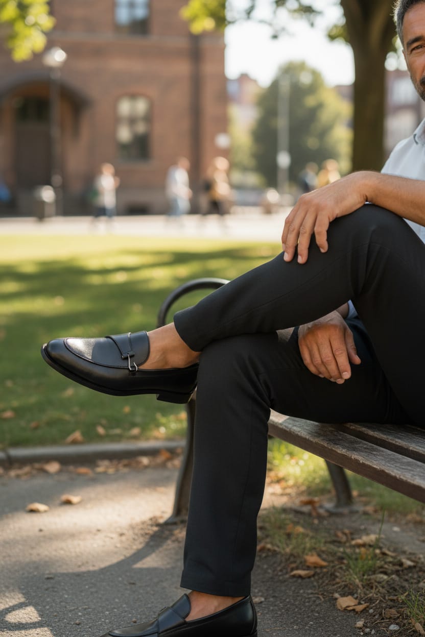 Black Penny Loafer for Men by Boots Gallery – Plain Leather Loafer with Leather Sole Pakistan