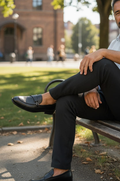 Black Penny Loafer for Men by Boots Gallery – Plain Leather Loafer with Leather Sole Pakistan