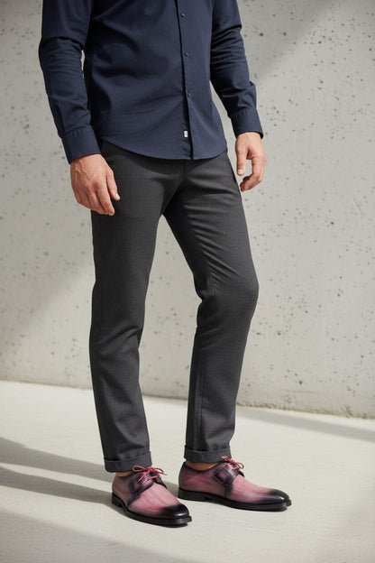 Formal Derby Leather Shoes with Gradient Pink to Black | Plain Toe Derby | Leather Sole