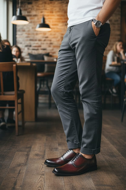 Plain Toe Derby | Leather Sole | Plain Toe Derby Brown Color