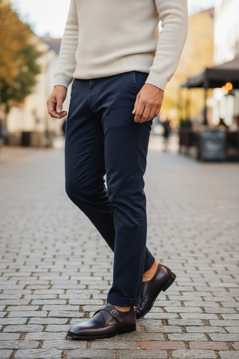 Single Monk Strap Leather Shoes for Men by Boots Gallery – Black Leather Sole Shoes with Purple Shade Pakistan