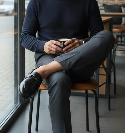 Penny Loafer | Leather Sole | Loafer Black Color | Elegant Design with Double Design