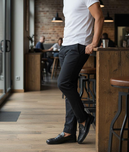 Penny Loafer | Leather Sole | Loafer Black Color | Elegant Design with Double Design